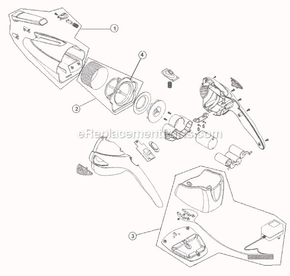 Page A Diagram and Parts List for M0888VX  Dirt Devil Hand Vacuum